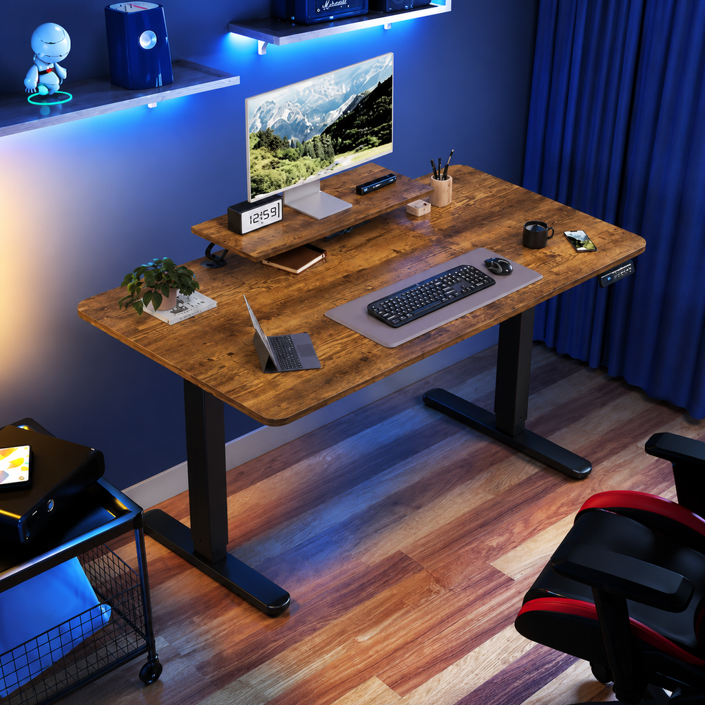 Bureau Électrique Réglable en Hauteur 160x70cm – Assis Debout avec Support Écran