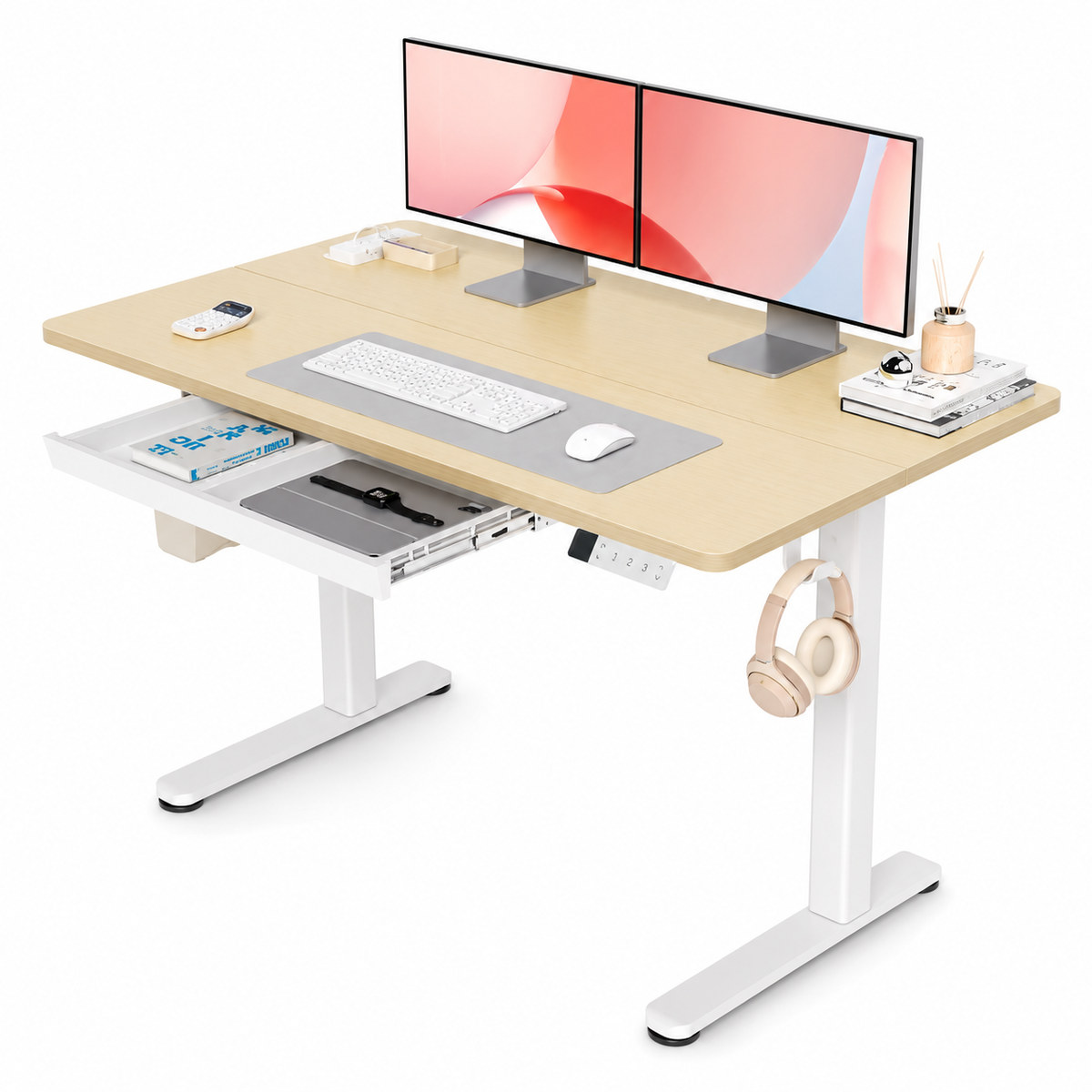Bureau Électrique Réglable en Hauteur avec Tiroir – Design Moderne
