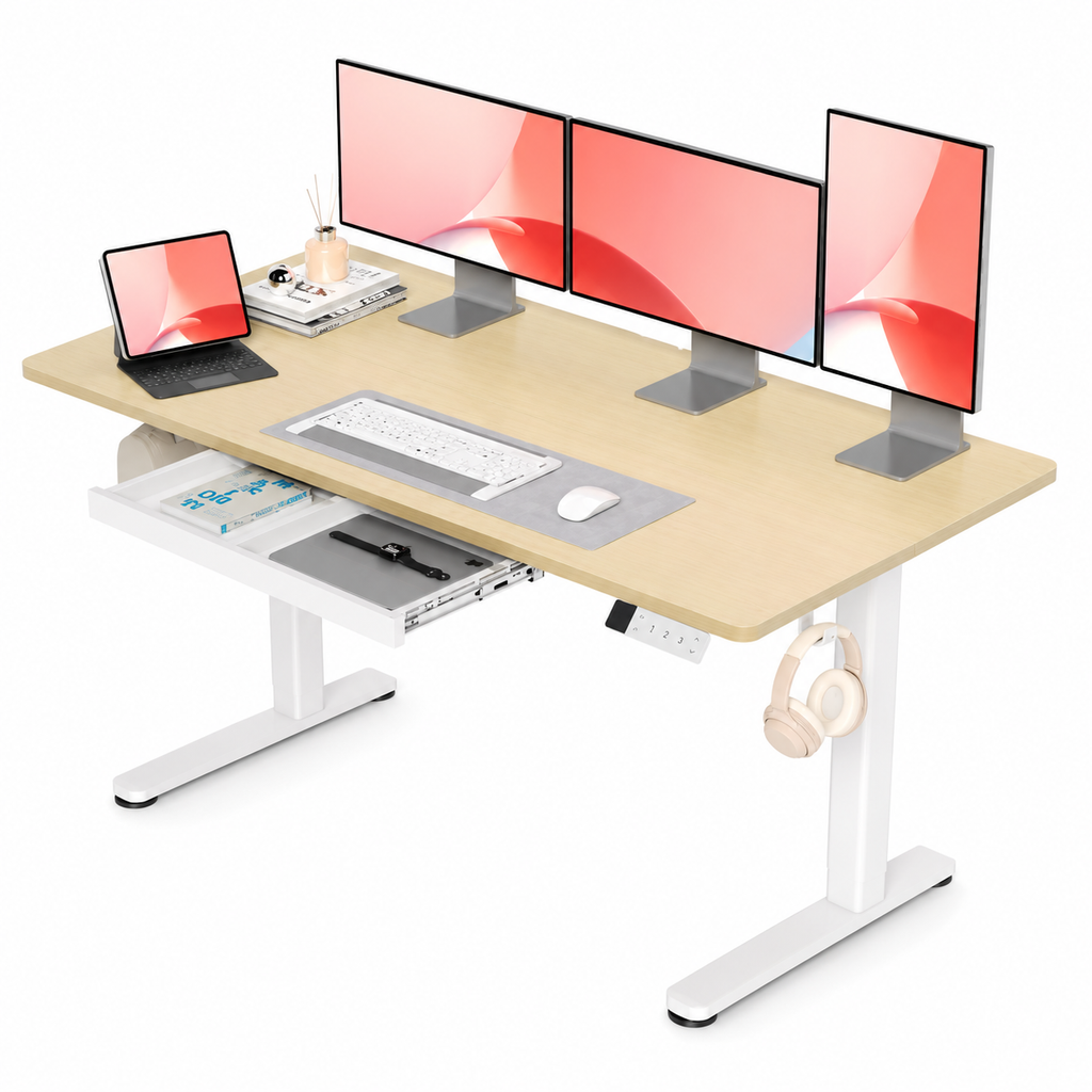 Bureau Électrique Réglable en Hauteur avec Tiroir – Design Moderne