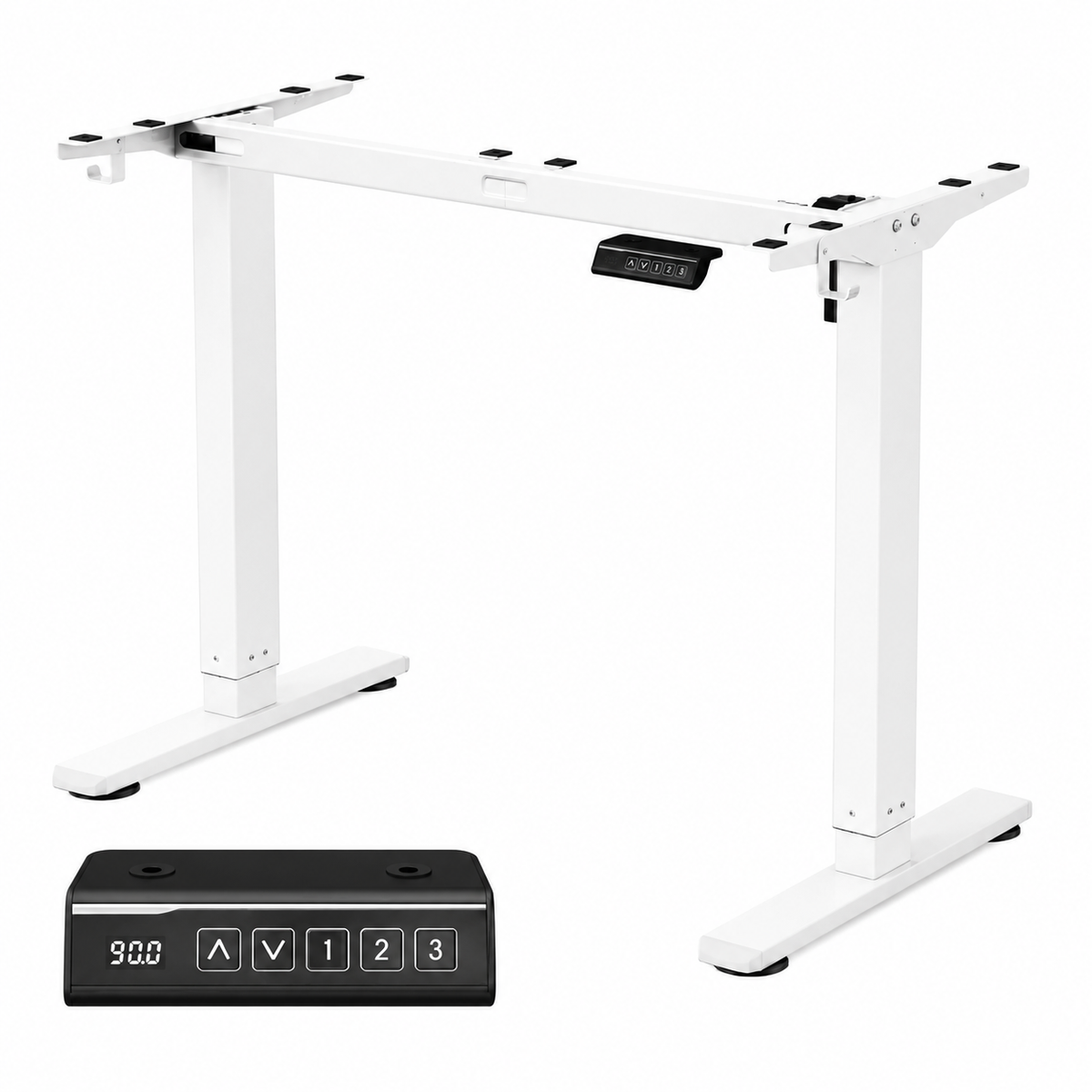 Cadre de Bureau Électrique Réglable en Hauteur – Acier Blanc Mat, Silencieux, Mémoire 3 Positions