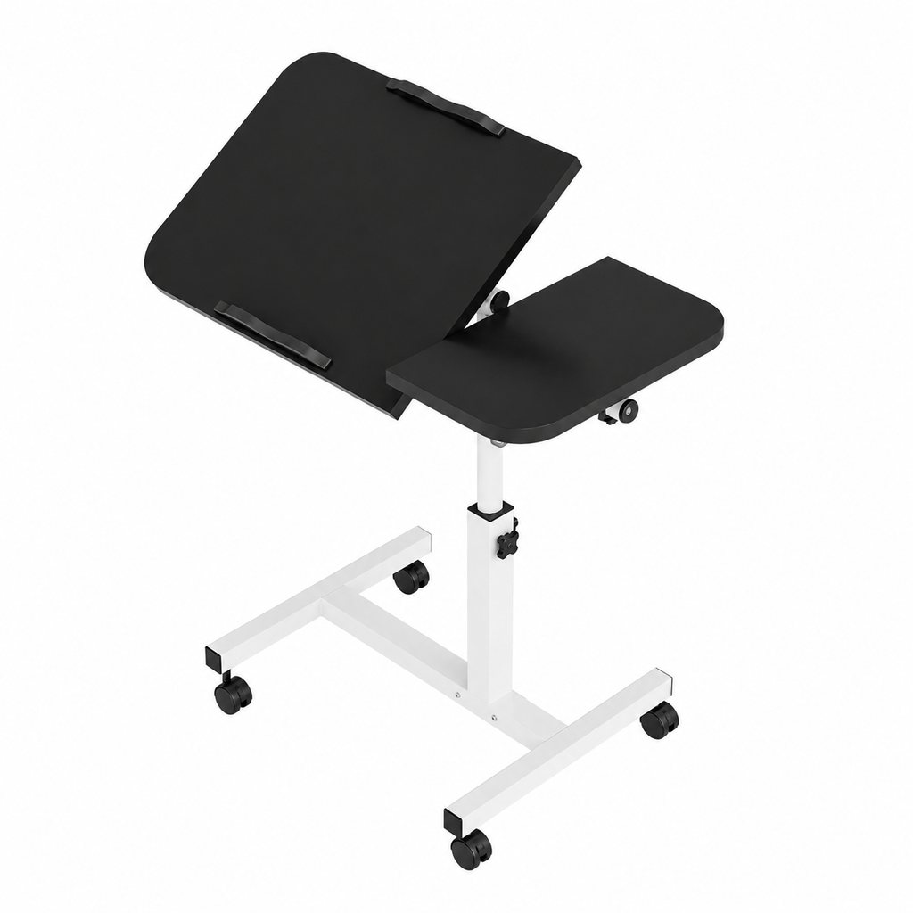 Table de Lit Mobile Réglable en Hauteur avec Plateau Inclinable – Sur Roulettes