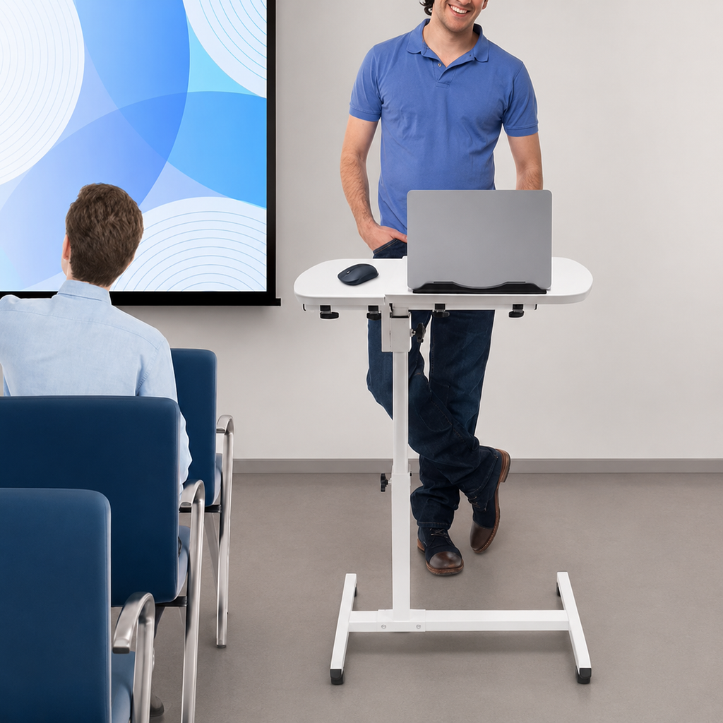 Table de Lit Mobile Réglable en Hauteur avec Plateau Inclinable – Sur Roulettes