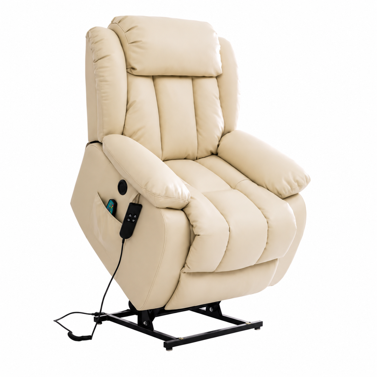 Fauteuil Relax Électrique Double Moteur avec Massage 8 Points et Chauffage Lombaire