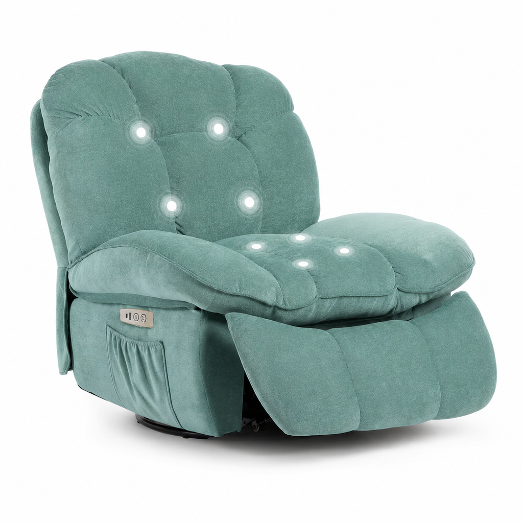 Fauteuil de Massage Électrique Pivotant avec Airbags Multizones – Vert Menthe