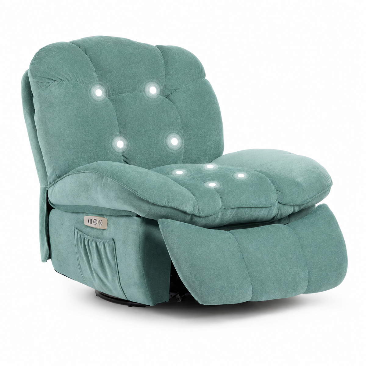 Fauteuil de Massage Électrique Pivotant avec Airbags Multizones – Vert Menthe