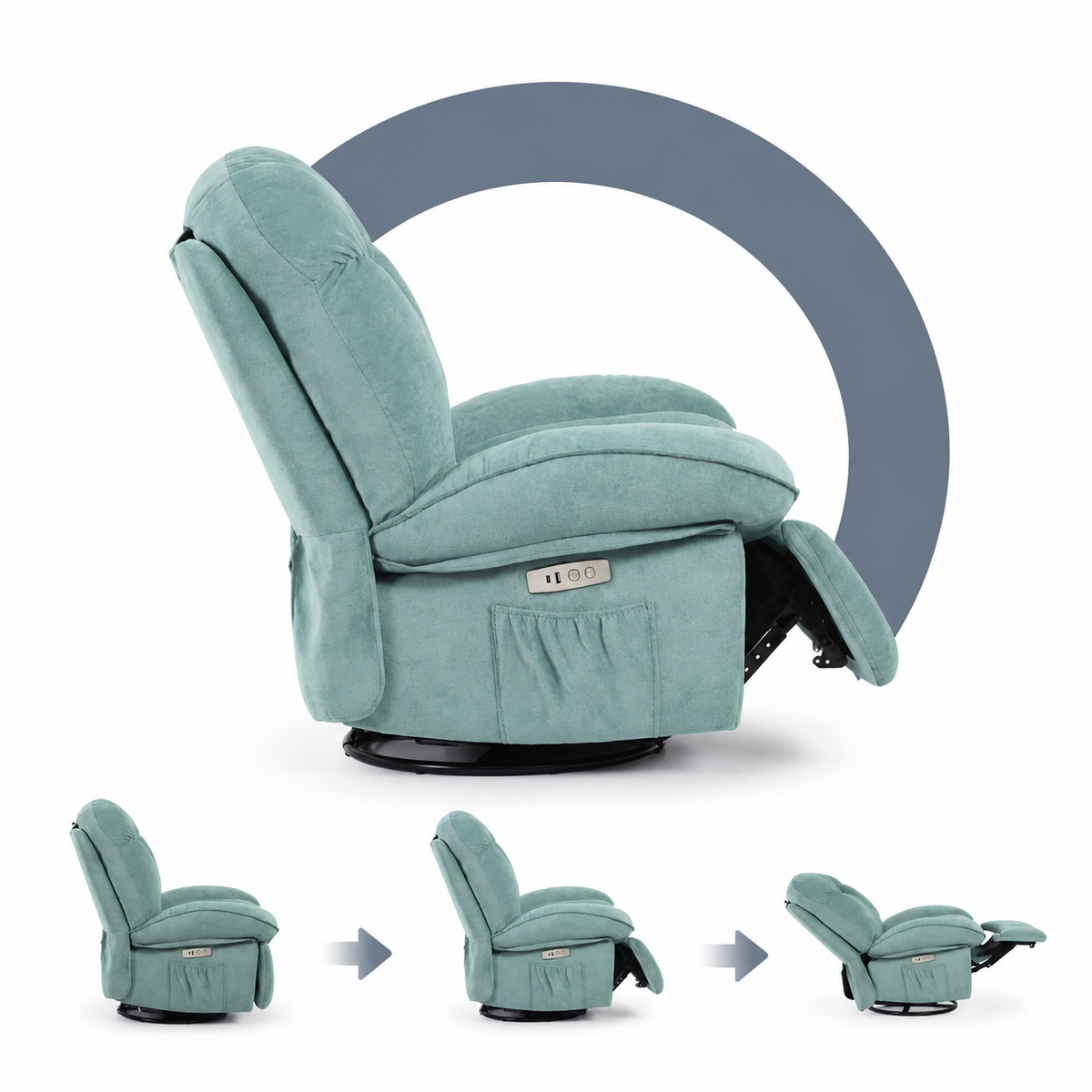 Fauteuil de Massage Électrique Pivotant avec Airbags Multizones – Vert Menthe