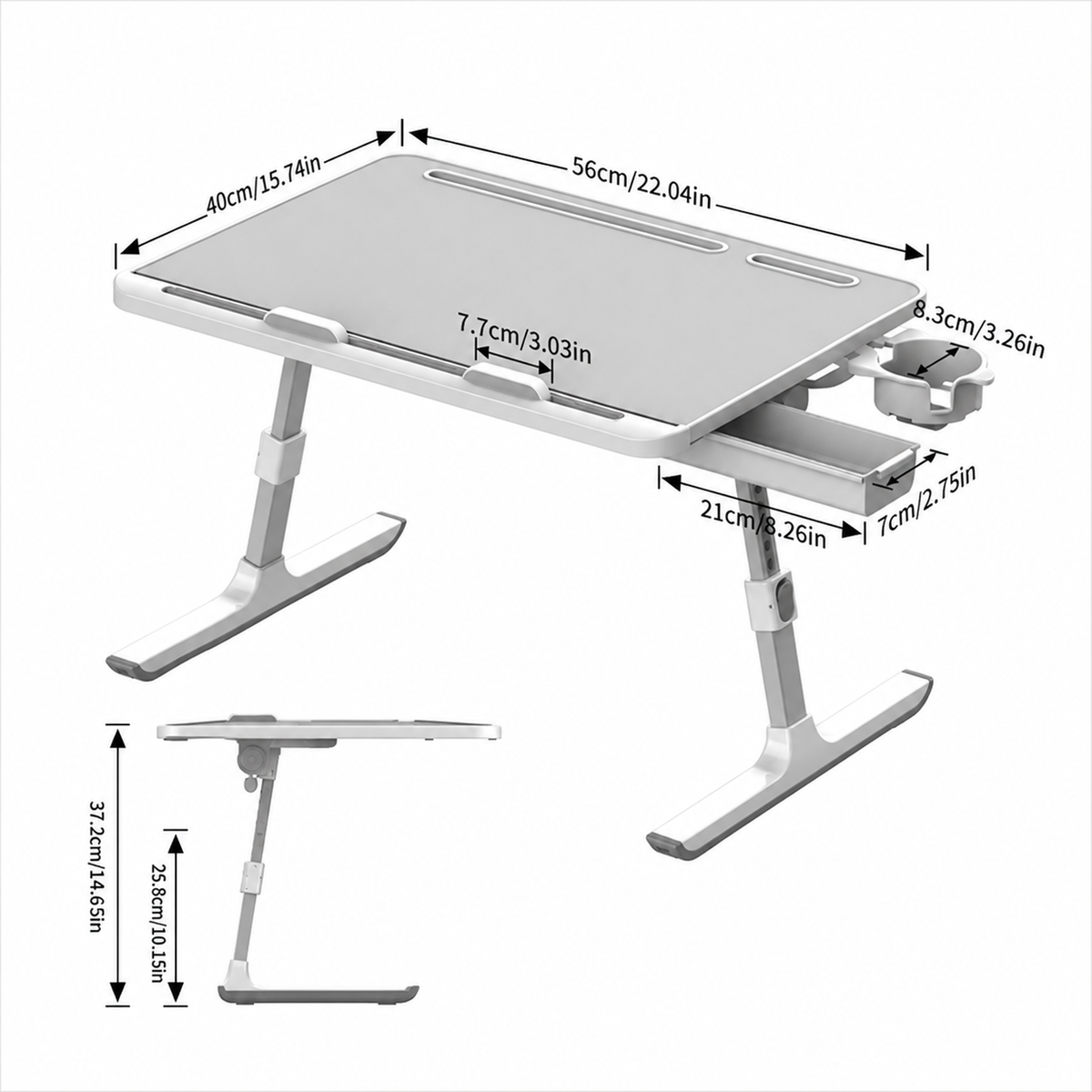 Table Pliante Multifonctionnelle Réglable – Bureau Assis Debout pour Lit, Canapé & Extérieur