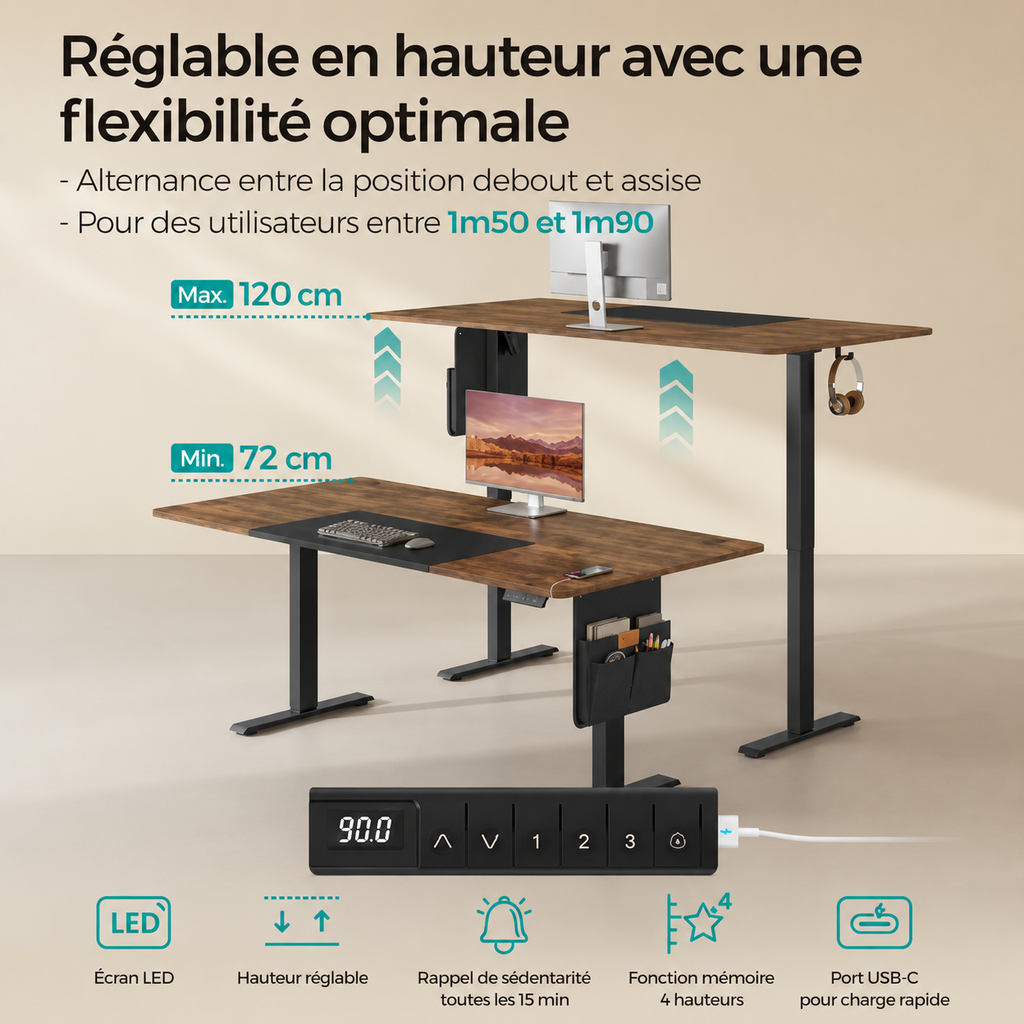 Bureau Électrique Réglable XL
