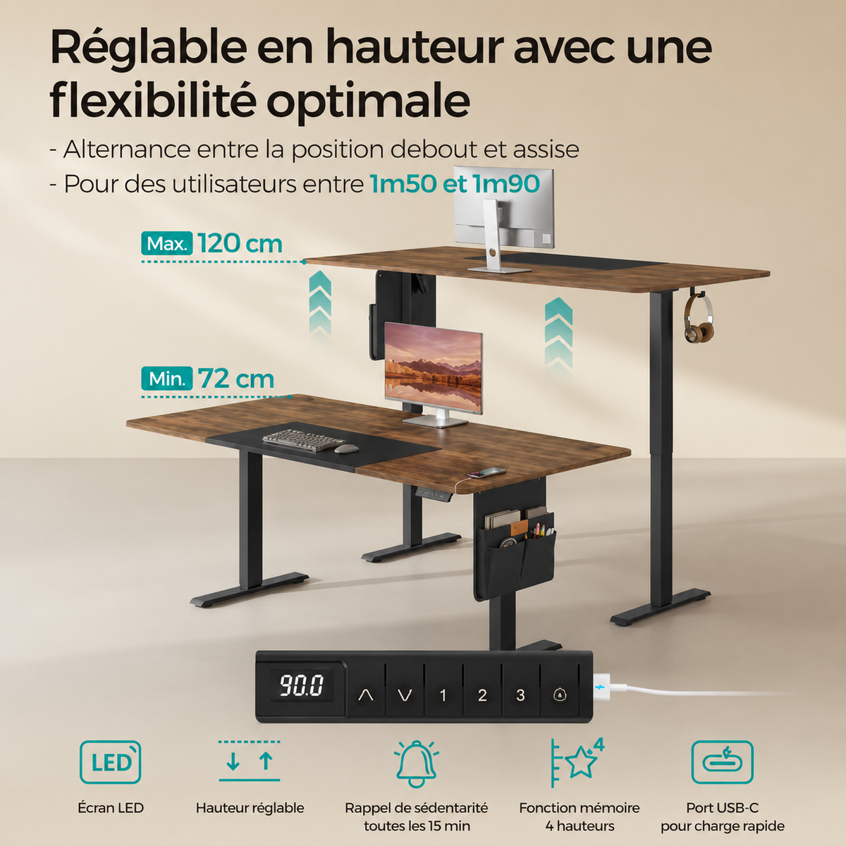 Bureau Électrique Réglable XL