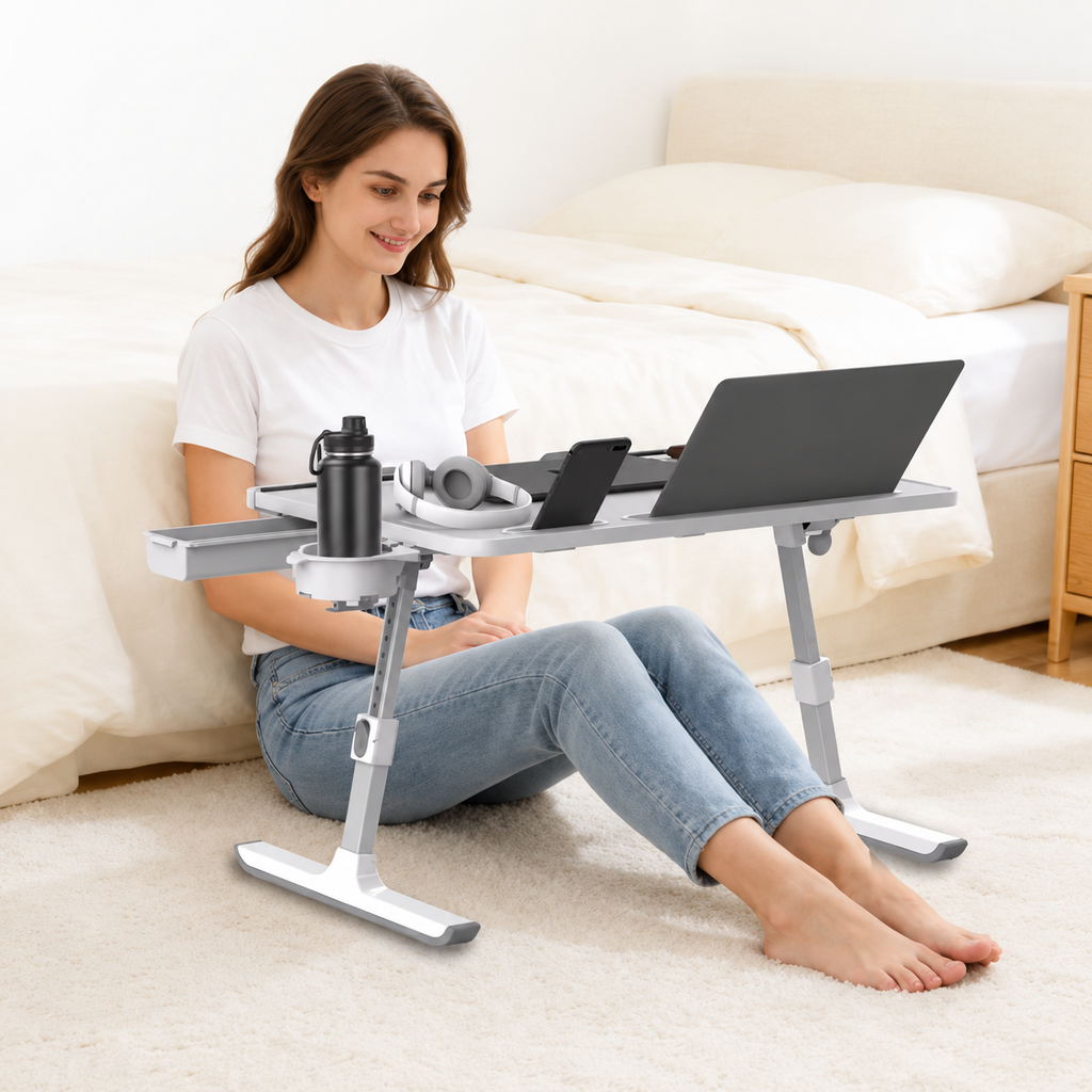 Table Pliante Multifonctionnelle Réglable – Bureau Assis Debout pour Lit, Canapé & Extérieur