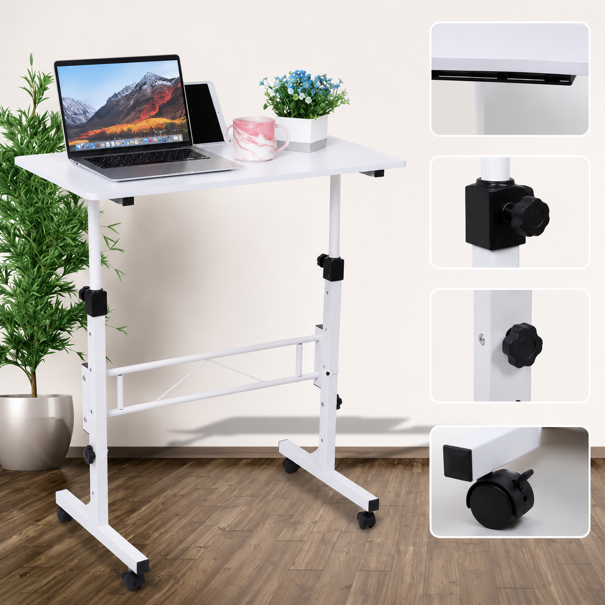 Bureau Mobile Réglable à Roulettes