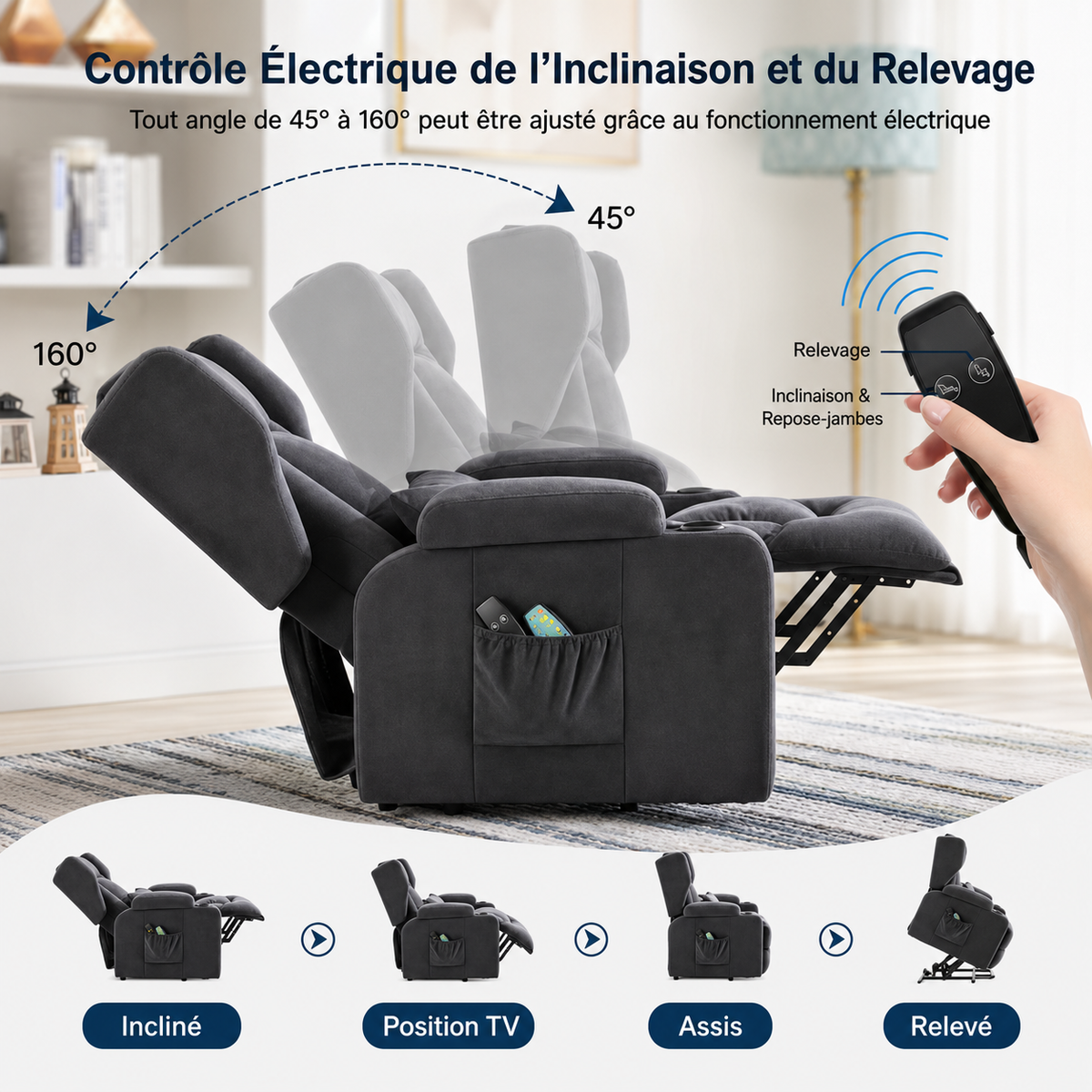 Fauteuil Relax Releveur Électrique Massant et Chauffant – Aide à la Position Debout