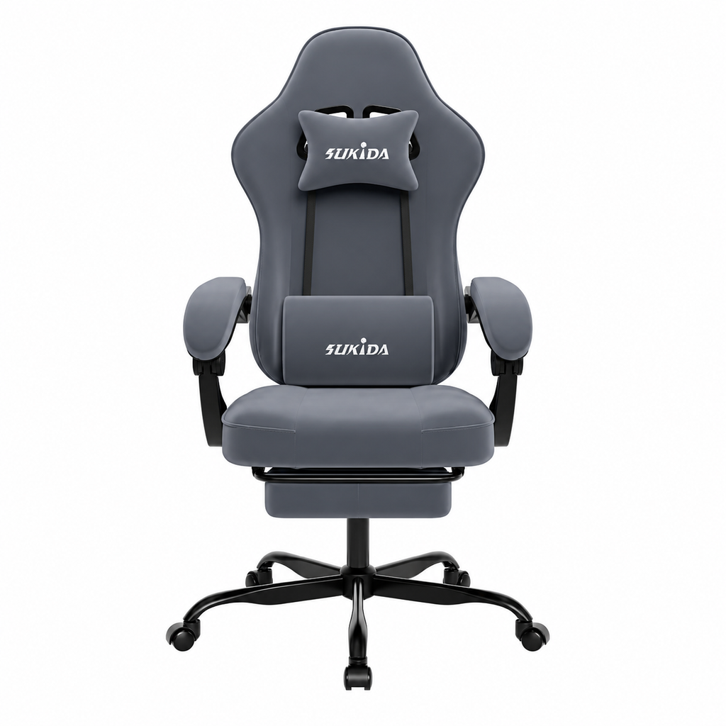 Fauteuil de Bureau Ergonomique Inclinable – Repose-Pieds Rétractable & Support Lombaire