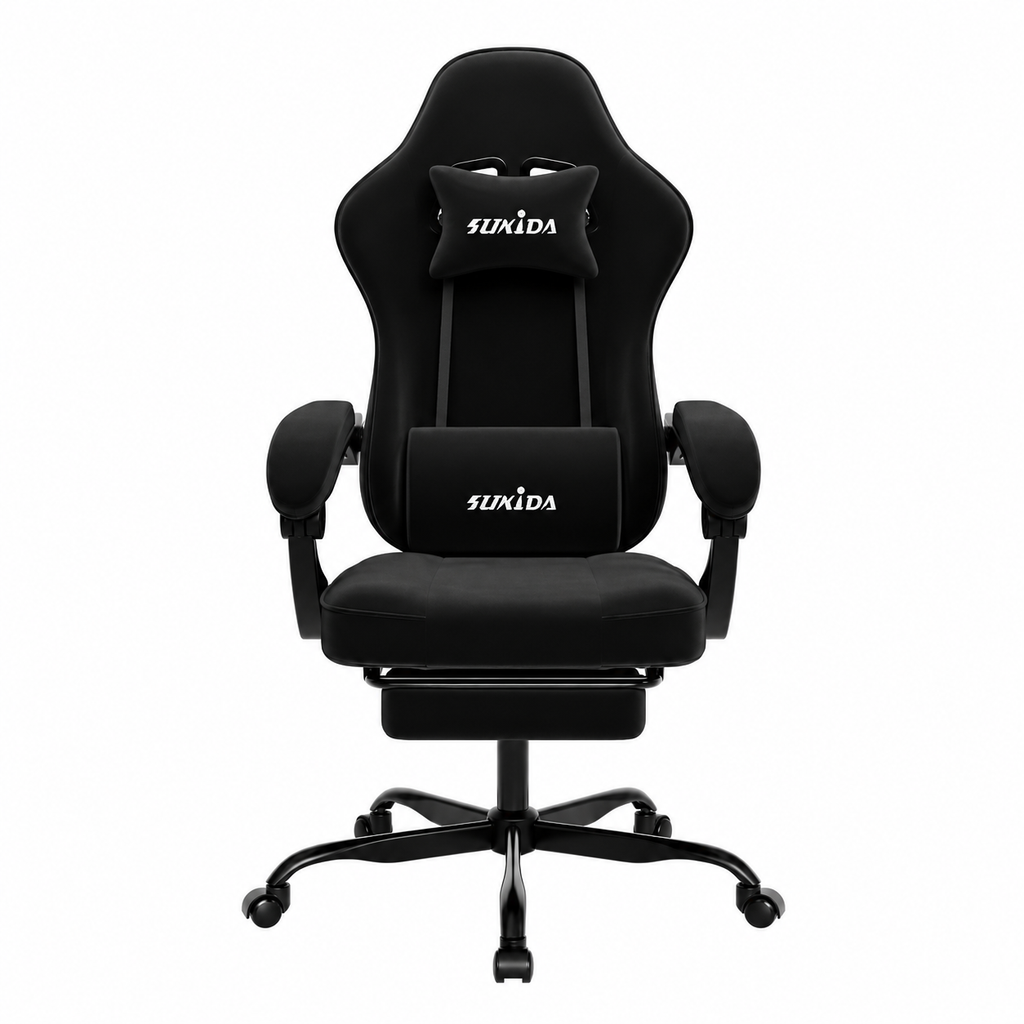 Fauteuil de Bureau Ergonomique Inclinable – Repose-Pieds Rétractable & Support Lombaire